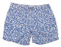 Bílo-modro-růžové květované plátěné chino kraťasy H&M