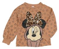 Cihlová vzorovaná mikina se srdíčky a Minnie z flitrů Next