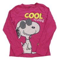 Tmavorůžové triko se Snoopym 