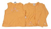 2set - Oranžový top s květy + oranžové propínací triko s květy C&A