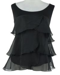 Dámský černý šifonový top s volánky H&M