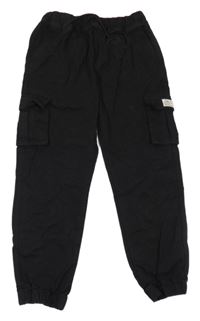 Černé plátěné cargo cuff kalhoty