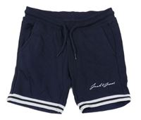 Tmavomodré teplákové kraťasy s nápisem Jack&Jones