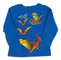 Cobaltově modré triko s T-Rexem s vánočním motivem dopodopo
