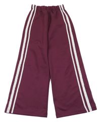 Vínové sportovní široké tepláky s bílými pruhy Primark