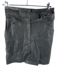 Dámská černá koženková sukně s páskem H&M