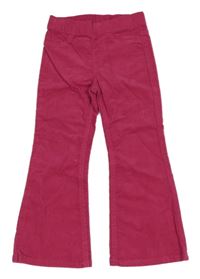 Fuchsiové manšestrové flare kalhoty H&M
