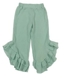 Světlezelené vzorované culottes kalhoty s volánky Shein
