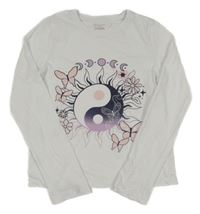 Bílé triko s yin yang znakem Primark
