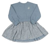 Světlemodro-bílé teplákové šaty s květovanou sukní John Lewis