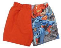 Červeno-modré plážové kraťasy se Supermanem