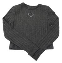 Tmavošedé úpletové crop triko s kamínky Matalan