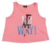 Neonově růžový crop top s nápisem Page one young
