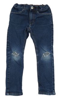 Tmavomodré skinny rifle s dírami H&M
