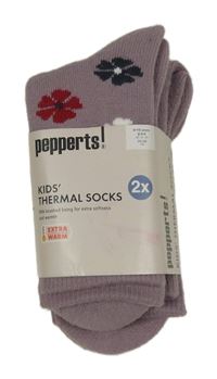 Nové - 2x Lila kytičkované thermo punčocháče Pepperts vel. 35-38