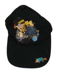 Černá kšiltovka s potiskem - Phineas and Pherb C&A