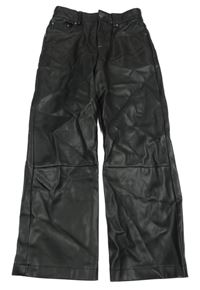Černé koženkové wide leg kalhoty Zara