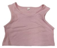 Růžový žebrovaný crop top 