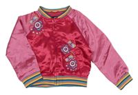 Fuchsiovo-růžová saténová podšitá bunda H&M