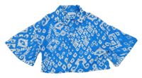 Modro-bílá vzorovaná crop halenka Primark