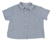 Modro-bílá pruhovaná oversize košile Shein