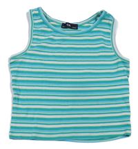 Zeleno-bílo-modrý žebrovaný crop top C&A