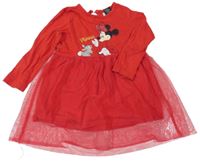 Červené šaty s Minnie a tylovou sukní Sinsay