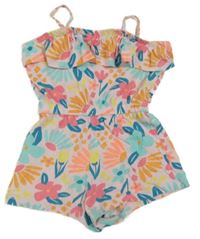 Růžové lehké kraťasové body s květinami Matalan 