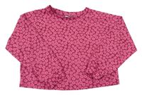 Vínovo-fuchsiové květované úpletové crop triko Matalan