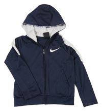 Tmavomodro-bílá propínací funkční sportovní mikina s kapucí Nike