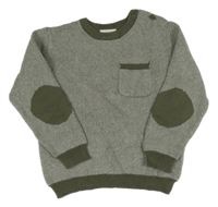 Khaki-bílý melírovaný svetr s kapsou BIRBA