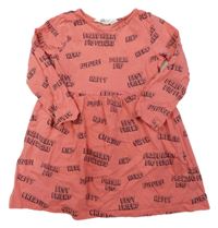 Korálové šaty s nápisy H&M