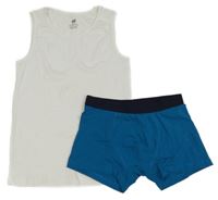 2set - Bílé tílko + petrolejové boxerky