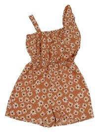 Starorůžový lehký květovaný kraťasový overal Primark