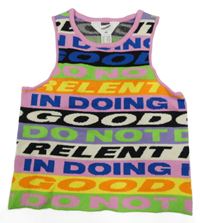 Barevně pruhovaný pletený top s nápisy H&M