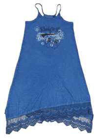 Tmavomodré bavlněné šaty s teniskami a krajkou Blue Seven