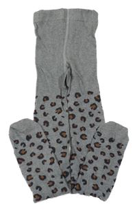 Šedo-černo-hnědé punčocháče s leopardím vzorem M&S