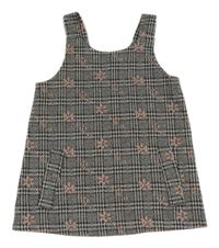 Černo-bílé kostkované květované šaty Primark