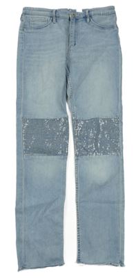 Světlemodré skinny fit rifle s flitry H&M