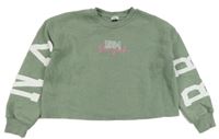 Khaki crop mikina s nápisem a číslem River Island