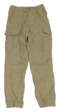 Béžové plátěné cargo cuff kalhoty H&M