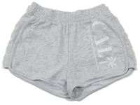 Šedé melírované teplákové kraťasy s nápisem a palmou H&M