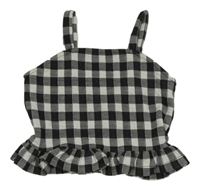 Černo-bílý kostkovaný crop top River Island