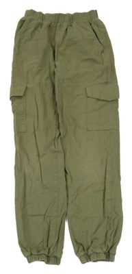 Khaki plátěné cargo cuff kalhoty New Look