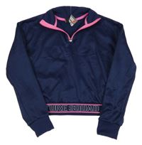 Nové - Tmavomodrá sportovní crop mikina 