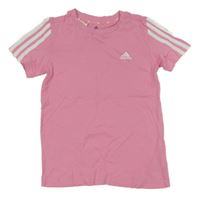 Růžovo-bílé tričko s logem Adidas