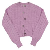 Lila ažurový propínací crop svetr s gombíky Shoeby 