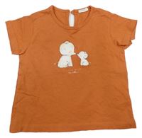 Oranžové tričko se sloníky Benetton 