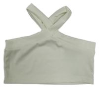 Bílý žebrovaný crop top 
