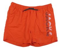 Červené plážové kraťasy s logem JACK&JONES